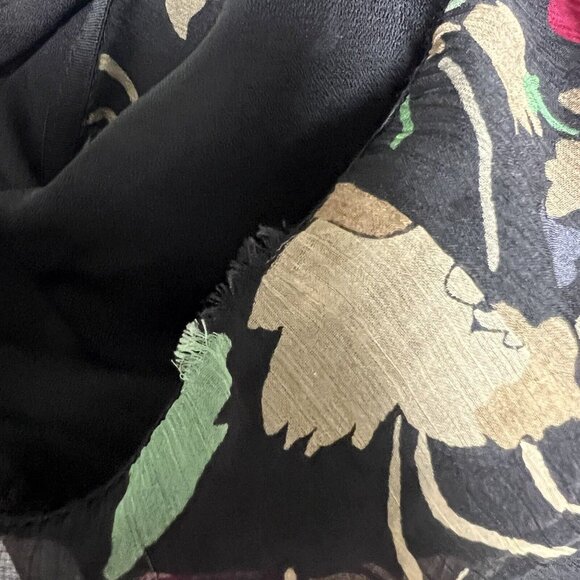 Lauren Ralph Lauren Ruffled Floral Georgette Skirt Size 12 Black Multi Floral - Picture 14 of 15